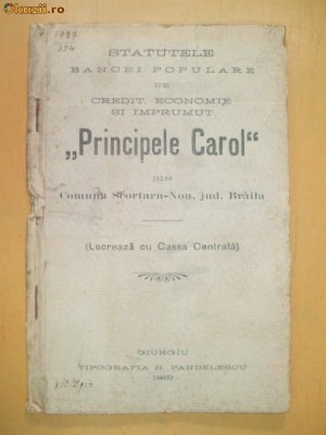 Statut Banca ,,PRINCIPELE CAROL&amp;amp;quot; Giurgiu 1912 foto