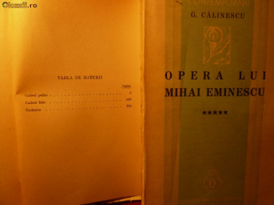 G.Calinescu - Opera lui M. Eminescu -vol.4si5-Prima Ed-1936 foto