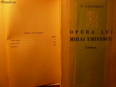 G.Calinescu - Opera lui M. Eminescu -vol.4si5-Prima Ed-1936 foto