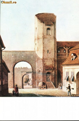 Carte postala ilustrata Poarta Lesurilor - Sibiu, dinspre oras foto