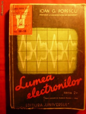 Ioan G.Popescu - LUMEA ELECTRONILOR -Ed.Universul 1945 foto