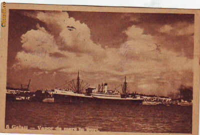 B8353 Galati Vapor de mare in port circulata1949 foto