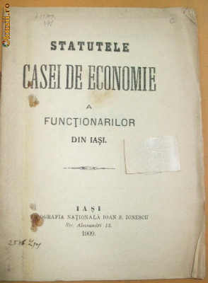 Statut Casa economie functionari Iasi 1909 foto