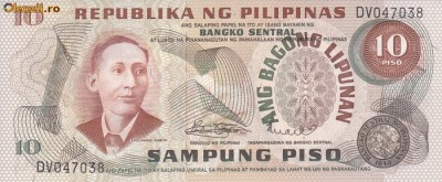 Bancnota Filipine 10 Piso (1970) - P154 UNC foto
