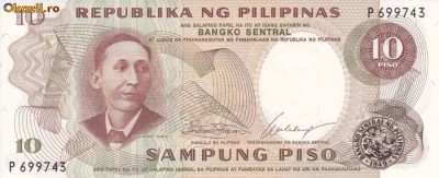 Bancnota Filipine 10 Piso (1969) - P144a UNC foto