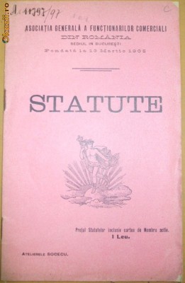 Statute Asoc. generala a functionarilor comerciali foto