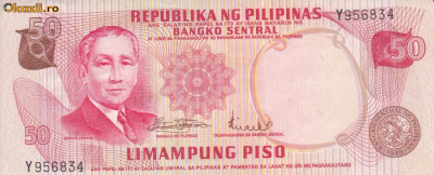 Bancnota Filipine 50 Piso (1970) - P151 UNC foto