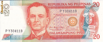 Bancnota Filipine 20 Piso 2004 - P182i UNC foto