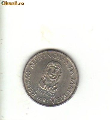 bnk mnd Madeira 25 escudos 1981 , Zarco foto