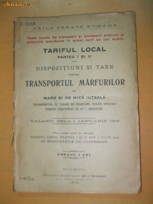 CFR Tariful local pt transport marfuri Buc. 1919 foto