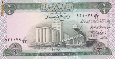 Bancnota Irak 1/4 Dinar 1973 - P61 UNC foto