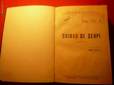F. MAURIAC - CUIBAR DE SERPI -Ed. Contemporana 1943 foto