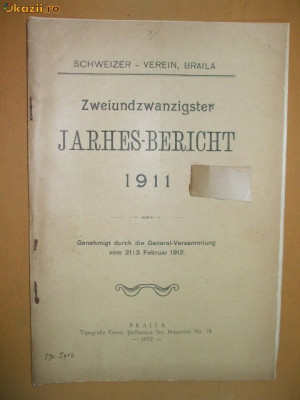 22 Jahres-Bericht Schweizer-Verein Braila 1912 foto