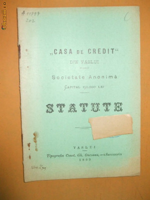 Statute ,,Casa de credit&amp;amp;quot; Vaslui 1909 foto