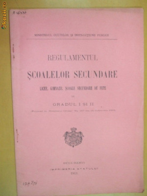 Regulament scoli secundare Buc. 1911 foto