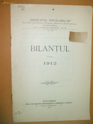 Bilant Sindicatl Macelarilor Buc. 1913 foto