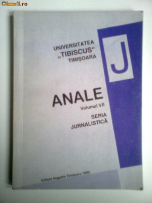 BANAT-ANALELE TIBISCUS,JURNALISTICA,TIMISOARA,1999 foto