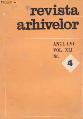 REVISTA ARHIVELOR - nr.4/1979 foto