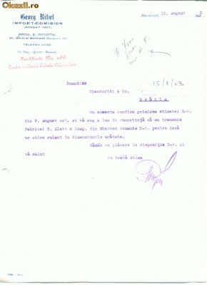 C Doc56 -Georg Ritzel -Import-Comision -fondat 1907- Braila1923 foto