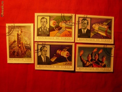 Serie mica - COSMOS -SOYUZ 11 - 1972 CIAD ,5 val.stamp. foto
