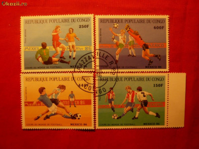 Serie- Camp.Mond. Fotbal 1986 CONGO ,4 valori stampilate foto