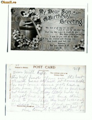 Felicitare veche 126 -Printed in Britain -scrisa dar necirculata foto