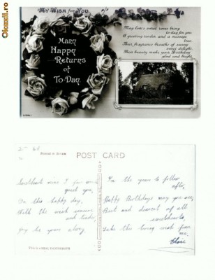Felicitare veche 115 -Printed in Britain -scrisa dar necirculata foto