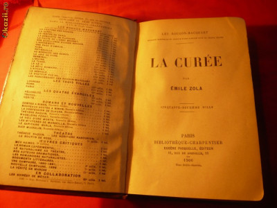 EMILE ZOLA - LA CUREE -ed.Charpentier1906 - Legata in Piele ,lb franceza, 387pag foto