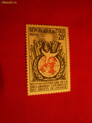 Serie- A 10 a Aniv.a Declaratiei Drepturilor Omului 1958 TOGO foto