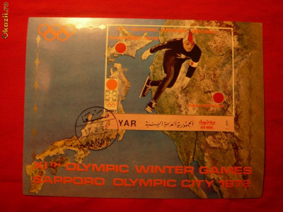 Colita- Olimpiada Sapporo 1972 Patinaj ,YEMEN , stamp. foto