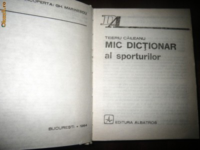 Mic Dictionar al sporturilor de Tiberiu Caileanu foto
