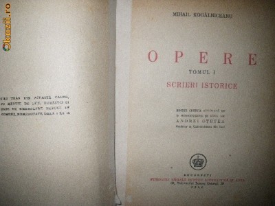 M Kogalniceanu, Opere, vol I, 1946 foto