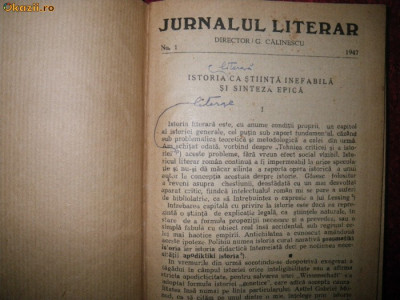 George Calinescu, Jurnalul literar 1947-48, numerele 1-5 foto