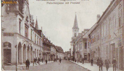 B9544 Sibiu Fleischergasse mit postamt circulata foto