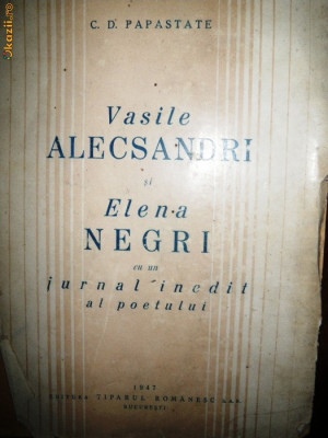 C D Papastate, Vasile Alecsandri si Elena Negri, 1947 foto