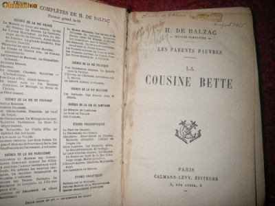 H de Balzac, La Cousine Bette, Paris, in franceza foto