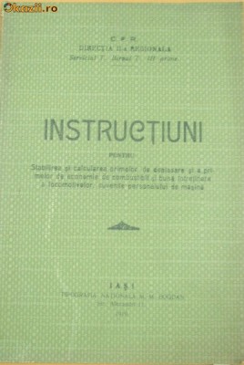Caile Ferate Romane-INSTRUCTIUNI-calcularea primelor-1919 foto