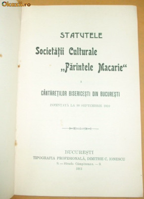 Statut- Soc. Culturale-&amp;amp;quot;Parintele Macarie &amp;amp;quot;--1911 foto