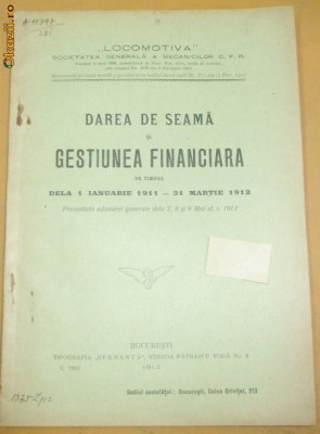 Statut-LOCOMOTIVA-Mecanici -CFR-Dare de Seama-1912 foto