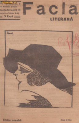 Rev. Facla Literara : actrita Elvira Popescu (an I,nr.6/1923) foto