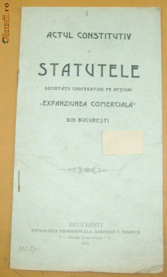 Statut- Soc. &amp;amp;quot; EXPANSIUNEA COMERCIALA&amp;amp;quot;--Bucuresti foto