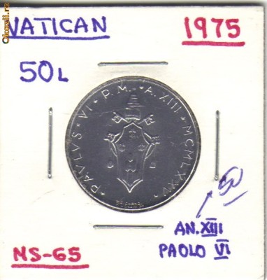 bnk mnd Vatican 50 lire 1975 unc foto