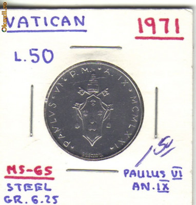 bnk mnd Vatican 50 lire 1971 unc foto
