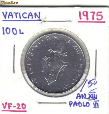 bnk mnd Vatican 100 lire 1975 unc foto