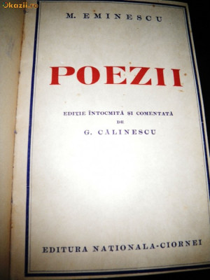 M. Eminescu, Poezii, editie de G Calinescu foto