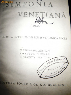 O Minar, Simfonia Venetiana, Editura Socec foto
