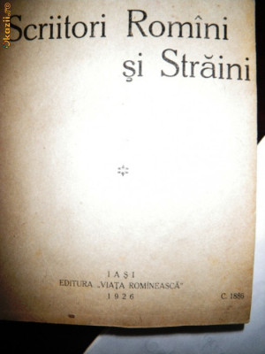 G Ibraileanu, Scriitori romani si straini, Iasi 1926, cartonata si legata piele foto