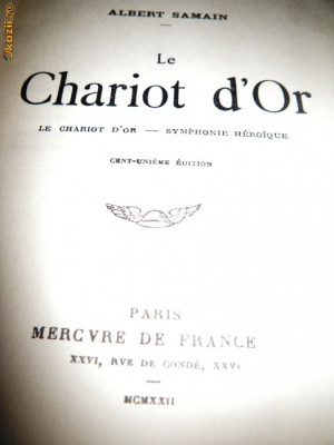 Albert Samain, Le Chariot d&amp;#039;Or, Paris 1922 foto
