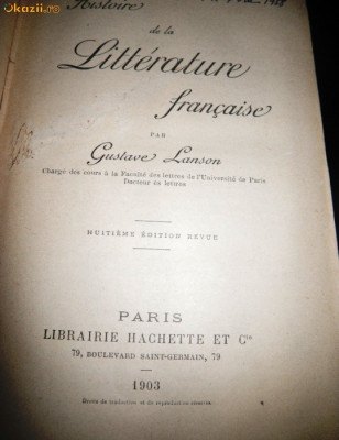 Gustave Lanson, Histoire de la literature francaise, 1903 foto