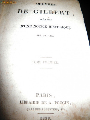 Oeuvres de Gilbert, Paris, 1836, in franceza foto